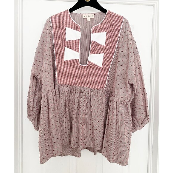 Wiggy Kit "Bow Tie" Blouse in Red, size Large (fits XL) - Picture 2 of 5